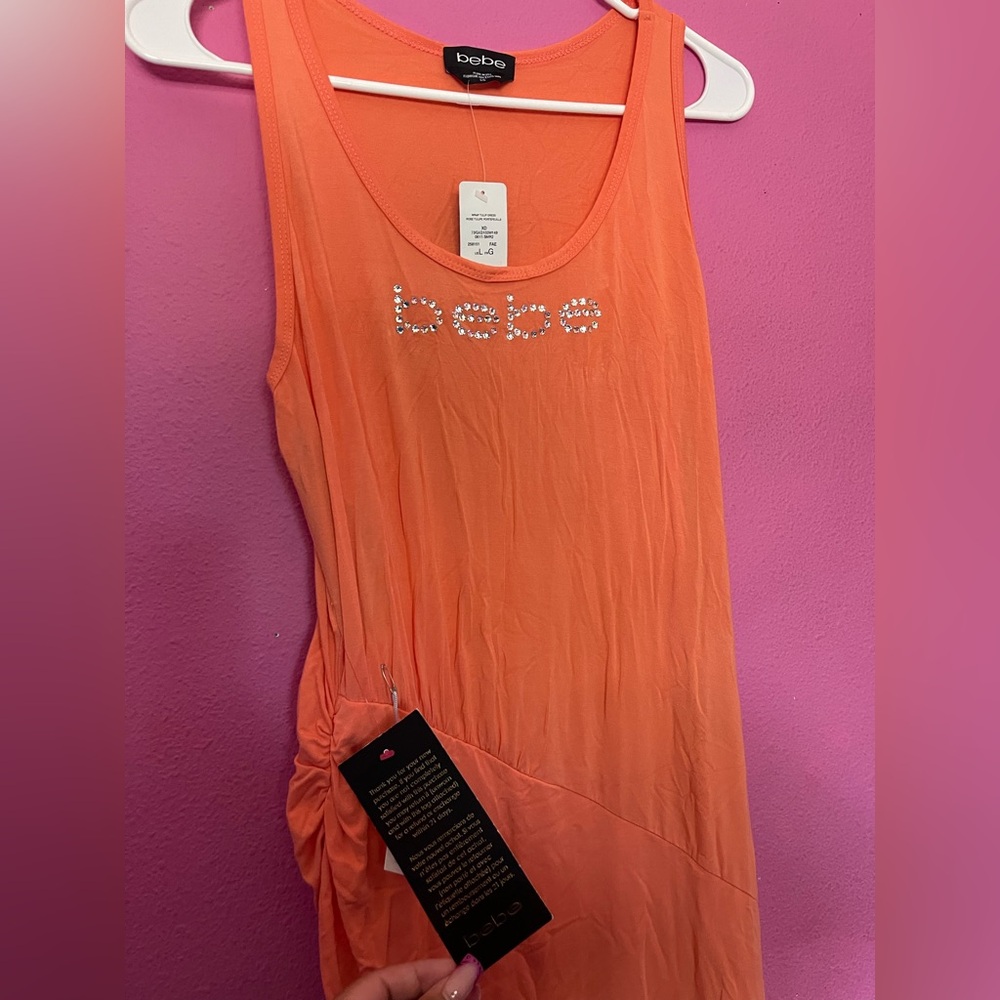 Long Swarovski Light Orange “Bebe” Dress